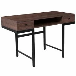Emma+Oliver Emma And Oliver Dark Ash Wood Grain Finish Computer Desk With Drawers