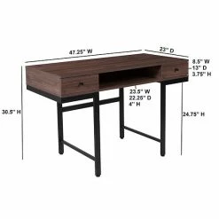 Emma+Oliver Emma And Oliver Dark Ash Wood Grain Finish Computer Desk With Drawers -Emma+Oliver shop unnamed file 6317