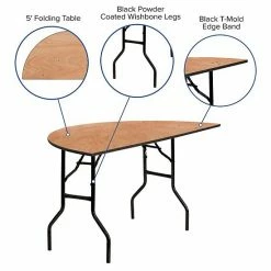 Emma+Oliver Emma And Oliver 5-Foot Half-Round Wood Folding Banquet Table - Event & Catering Table -Emma+Oliver shop unnamed file 6320