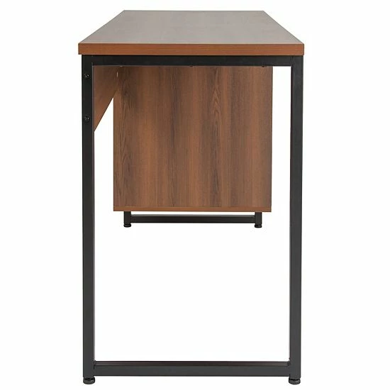 Emma+Oliver Emma And Oliver Two Shelf/File Drawer Computer Desk In Rustic Wood Grain Finish 4 Emma+Oliver Emma And Oliver Two Shelf/File Drawer Computer Desk In Rustic Wood Grain Finish - Image 4