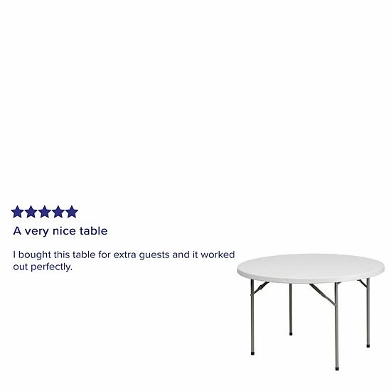 Emma+Oliver Emma And Oliver 4-Foot Round Granite White Plastic Folding Table - Banquet / Event Folding Table 5 Emma+Oliver Emma And Oliver 4-Foot Round Granite White Plastic Folding Table - Banquet / Event Folding Table - Image 5