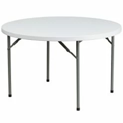 Emma+Oliver Emma And Oliver 4-Foot Round Granite White Plastic Folding Table - Banquet / Event Folding Table