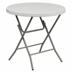 Emma+Oliver Emma And Oliver 2.63-Foot Round White Plastic Folding Banquet And Event Table