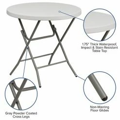 Emma+Oliver Emma And Oliver 2.63-Foot Round White Plastic Folding Banquet And Event Table -Emma+Oliver shop unnamed file 6394