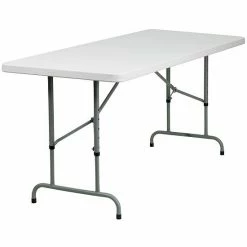 Emma+Oliver Emma And Oliver 6-Foot Height Adjustable Granite White Plastic Folding Event Table