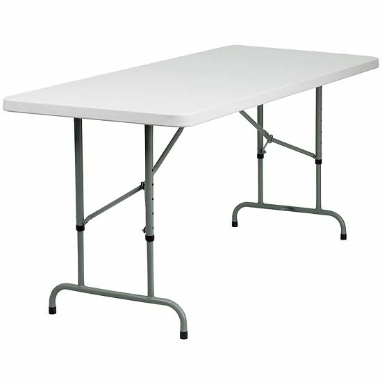 Emma+Oliver Emma And Oliver 6-Foot Height Adjustable Granite White Plastic Folding Event Table 1 Emma+Oliver Emma And Oliver 6-Foot Height Adjustable Granite White Plastic Folding Event Table