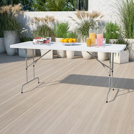 Emma+Oliver Emma And Oliver 6-Foot Height Adjustable Granite White Plastic Folding Event Table 2 Emma+Oliver Emma And Oliver 6-Foot Height Adjustable Granite White Plastic Folding Event Table - Image 2