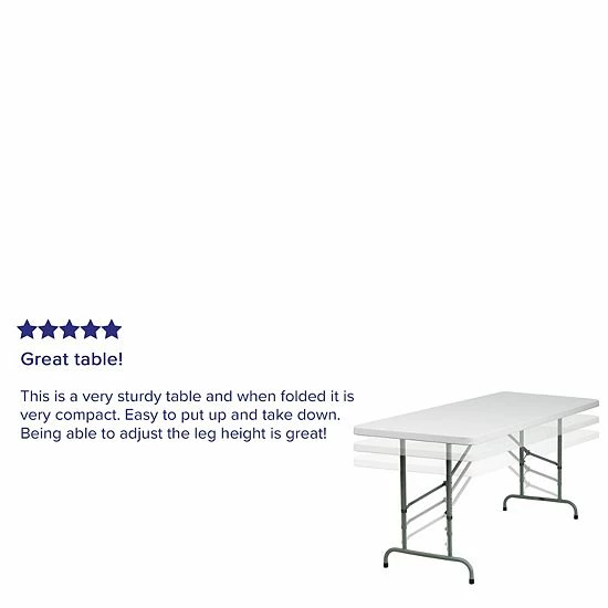 Emma+Oliver Emma And Oliver 6-Foot Height Adjustable Granite White Plastic Folding Event Table 5 Emma+Oliver Emma And Oliver 6-Foot Height Adjustable Granite White Plastic Folding Event Table - Image 5