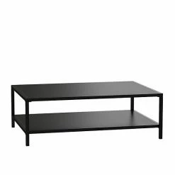 Emma+Oliver Emma And Oliver All-Weather Black Commercial Grade Indoor/Outdoor Metal 2 Tier Coffee Table