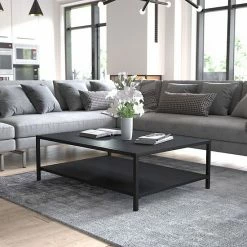 Emma+Oliver Emma And Oliver All-Weather Black Commercial Grade Indoor/Outdoor Metal 2 Tier Coffee Table -Emma+Oliver shop unnamed file 6404