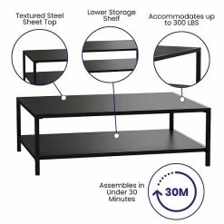 Emma+Oliver Emma And Oliver All-Weather Black Commercial Grade Indoor/Outdoor Metal 2 Tier Coffee Table -Emma+Oliver shop unnamed file 6405