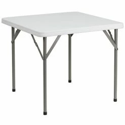Emma+Oliver Emma And Oliver 2.85-Foot Square Granite White Plastic Folding Table - Event Folding Table
