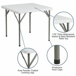 Emma+Oliver Emma And Oliver 2.85-Foot Square Granite White Plastic Folding Table - Event Folding Table -Emma+Oliver shop unnamed file 6419