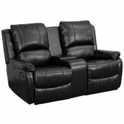 Emma+Oliver Emma And Oliver Black LeatherSoft Plush Back 2-Seat Reclining Theater Unit-Cup Holders -Emma+Oliver shop unnamed file 6426