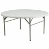 Emma+Oliver Emma And Oliver 5-Foot Round Bi-Fold Granite White Plastic Folding Table With Carrying Handle
