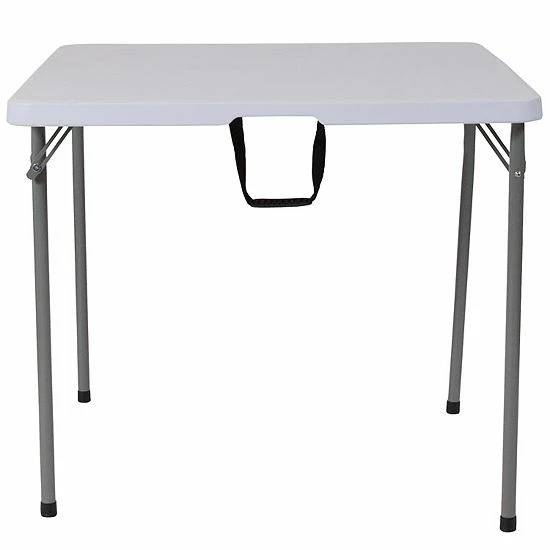 Emma+Oliver Emma And Oliver 2.79-Foot Square Bi-Fold Granite White Plastic Folding Table W/ Carrying Handle 2 Emma+Oliver Emma And Oliver 2.79-Foot Square Bi-Fold Granite White Plastic Folding Table W/ Carrying Handle - Image 2
