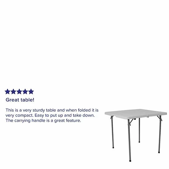 Emma+Oliver Emma And Oliver 2.79-Foot Square Bi-Fold Granite White Plastic Folding Table W/ Carrying Handle 4 Emma+Oliver Emma And Oliver 2.79-Foot Square Bi-Fold Granite White Plastic Folding Table W/ Carrying Handle - Image 4