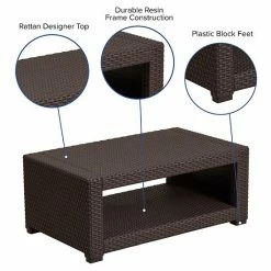 Emma+Oliver Emma And Oliver Chocolate Brown Faux Rattan Coffee Table -Emma+Oliver shop unnamed file 6464