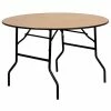 Emma+Oliver Emma And Oliver 4-Foot Round Wood Folding Banquet Table With Clear Coated Finished Top