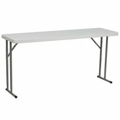 Emma+Oliver Emma And Oliver 5-Foot Rectangle Granite White Plastic Folding Training / Seminar Table