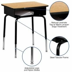 Emma+Oliver Emma And Oliver Gray Student Desk With Open Front Metal Book Box - School Desk Natural 2 Emma+Oliver Emma And Oliver Gray Student Desk With Open Front Metal Book Box - School Desk Natural -Emma+Oliver shop unnamed file 6493