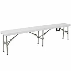 Emma+Oliver Emma And Oliver 11"W X 72"L Portable Bi-Fold Granite White Folding Bench