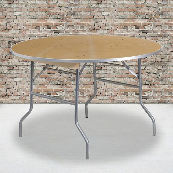 Emma+Oliver Emma And Oliver 4-Foot Round HEAVY DUTY Birchwood Folding Banquet Table With METAL Edges 2 Emma+Oliver Emma And Oliver 4-Foot Round HEAVY DUTY Birchwood Folding Banquet Table With METAL Edges - Image 2