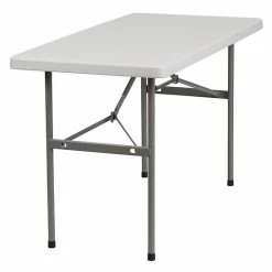 Emma+Oliver Emma And Oliver 4-Foot Granite White Plastic Folding Table - Banquet / Event Folding Table