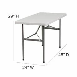 Emma+Oliver Emma And Oliver 4-Foot Granite White Plastic Folding Table - Banquet / Event Folding Table -Emma+Oliver shop unnamed file 6519