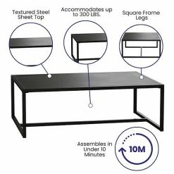Emma+Oliver Emma And Oliver All-Weather Commercial Grade Indoor/Outdoor Steel Patio Coffee Table In Black -Emma+Oliver shop unnamed file 6524