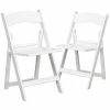 Emma+Oliver Emma And Oliver 2 Pack White Resin Slatted Party & Rental Folding Chair Indoor Outdoor