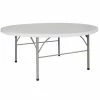 Emma+Oliver Emma And Oliver 6-Foot Round Bi-Fold Granite White Plastic Event Folding Table With Handle