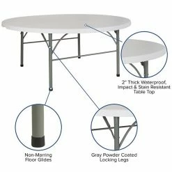 Emma+Oliver Emma And Oliver 6-Foot Round Bi-Fold Granite White Plastic Event Folding Table With Handle -Emma+Oliver shop unnamed file 6538