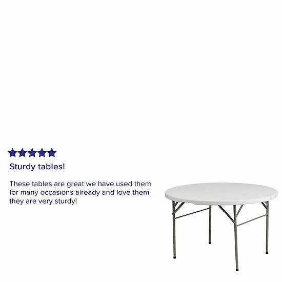 Emma+Oliver Emma And Oliver 4-Foot Round Bi-Fold Granite White Plastic Event Folding Table With Handle 5 Emma+Oliver Emma And Oliver 4-Foot Round Bi-Fold Granite White Plastic Event Folding Table With Handle - Image 5