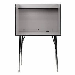 Emma+Oliver Emma And Oliver Stand-Alone Study Carrel With Height Adjustable Legs - Oak Finish Nebula Grey -Emma+Oliver shop unnamed file 6564