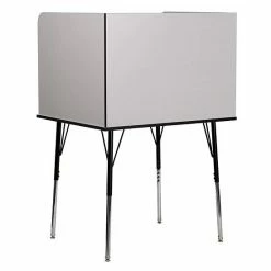 Emma+Oliver Emma And Oliver Stand-Alone Study Carrel With Height Adjustable Legs - Oak Finish Nebula Grey -Emma+Oliver shop unnamed file 6565