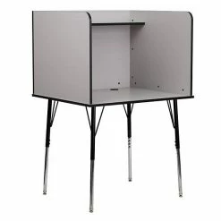 Emma+Oliver Emma And Oliver Stand-Alone Study Carrel With Height Adjustable Legs - Oak Finish Nebula Grey -Emma+Oliver shop unnamed file 6566
