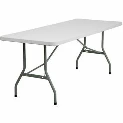 Emma+Oliver Emma And Oliver 6-Foot Granite White Plastic Folding Table - Banquet / Event Folding Table