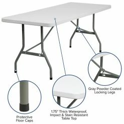 Emma+Oliver Emma And Oliver 6-Foot Granite White Plastic Folding Table - Banquet / Event Folding Table -Emma+Oliver shop unnamed file 6574