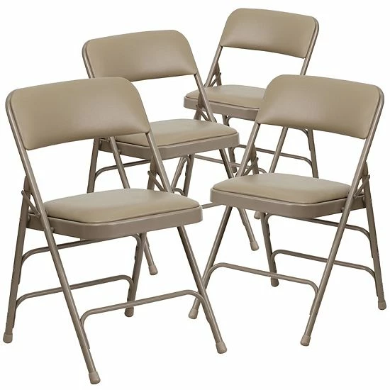 Emma+Oliver Emma and Oliver 4 Pack Curved Triple Braced Black Vinyl Metal Folding Chair Beige Vinylbeige Frame Emma+Oliver Emma And Oliver 4 Pack Curved Triple Braced Black Vinyl Metal Folding Chair Beige Vinylbeige Frame -Emma+Oliver shop unnamed file 6577