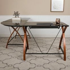 Emma+Oliver Emma And Oliver Glass L-Shape Desk With Pull-Out Keyboard Tray Black 8 Emma+Oliver Emma And Oliver Glass L-Shape Desk With Pull-Out Keyboard Tray Black -Emma+Oliver shop unnamed file 6585