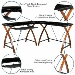 Emma+Oliver Emma And Oliver Glass L-Shape Desk With Pull-Out Keyboard Tray Black 9 Emma+Oliver Emma And Oliver Glass L-Shape Desk With Pull-Out Keyboard Tray Black -Emma+Oliver shop unnamed file 6586