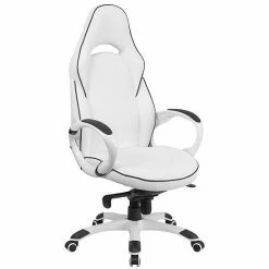 Emma+Oliver Emma And Oliver High Back White Vinyl/Black Trim Executive Swivel Office Chair With Arms
