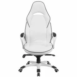 Alternative view of Emma+Oliver Emma And Oliver High Back White Vinyl/Black Trim Executive Swivel Office Chair With Arms