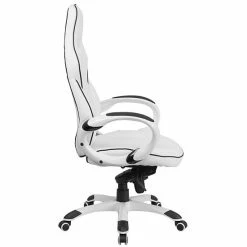 Emma+Oliver Emma And Oliver High Back White Vinyl/Black Trim Executive Swivel Office Chair With Arms -Emma+Oliver shop unnamed file 6592
