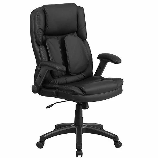 Emma+Oliver Emma And Oliver High Back Comfort Back Black LeatherSoft Swivel Ergonomic Flip-Up Arm Office Chair 1 Emma+Oliver Emma And Oliver High Back Comfort Back Black LeatherSoft Swivel Ergonomic Flip-Up Arm Office Chair
