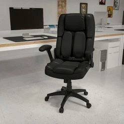 Alternative view of Emma+Oliver Emma And Oliver High Back Comfort Back Black LeatherSoft Swivel Ergonomic Flip-Up Arm Office Chair