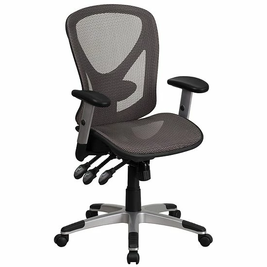 Emma+Oliver Emma And Oliver Mid-Back Transparent Gray Mesh Multifunction Ergonomic Office Chair - Arms 1 Emma+Oliver Emma And Oliver Mid-Back Transparent Gray Mesh Multifunction Ergonomic Office Chair - Arms