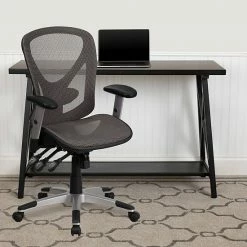 Alternative view of Emma+Oliver Emma And Oliver Mid-Back Transparent Gray Mesh Multifunction Ergonomic Office Chair - Arms