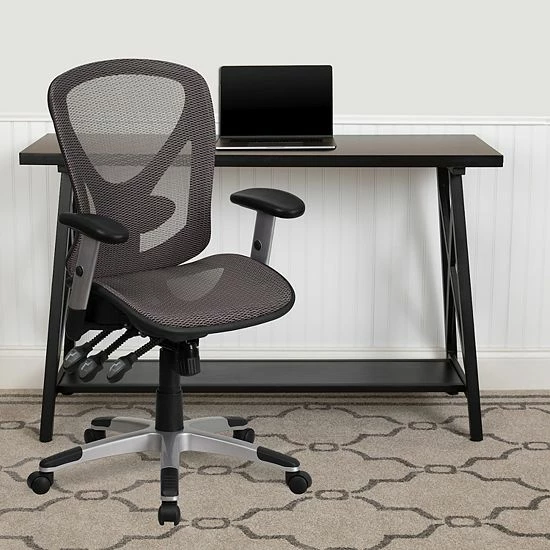 Emma+Oliver Emma And Oliver Mid-Back Transparent Gray Mesh Multifunction Ergonomic Office Chair - Arms 2 Emma+Oliver Emma And Oliver Mid-Back Transparent Gray Mesh Multifunction Ergonomic Office Chair - Arms - Image 2